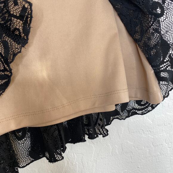 Oasis Black Lace Nude Overlay Pleated Midi Skirt Medium - Picture 4 of 7